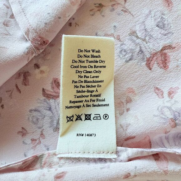 NWT LoveShackFancy Juree Floral Silk 3/4 Sleeve VNeck Mini Dress Pink Dust Storm - Picture 12 of 16